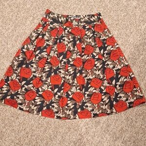 Comme Toi Pleated Floral A-Line Skirt